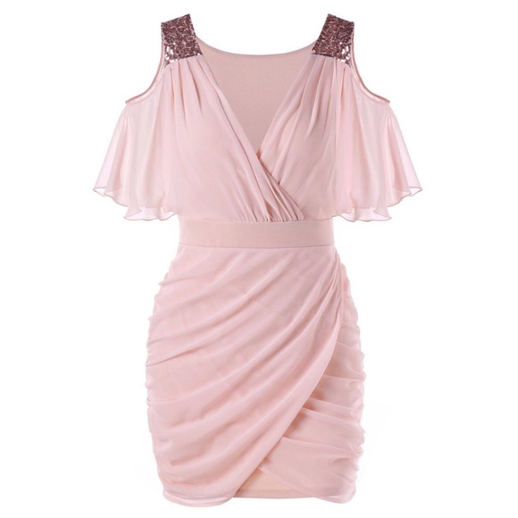 🌸 Sequin Design Wrap Dress - Picture 2 of 5